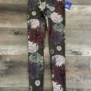 JoyLab Olive Floral Leggings with Cream, Burgundy & Sage Print NWT size XS